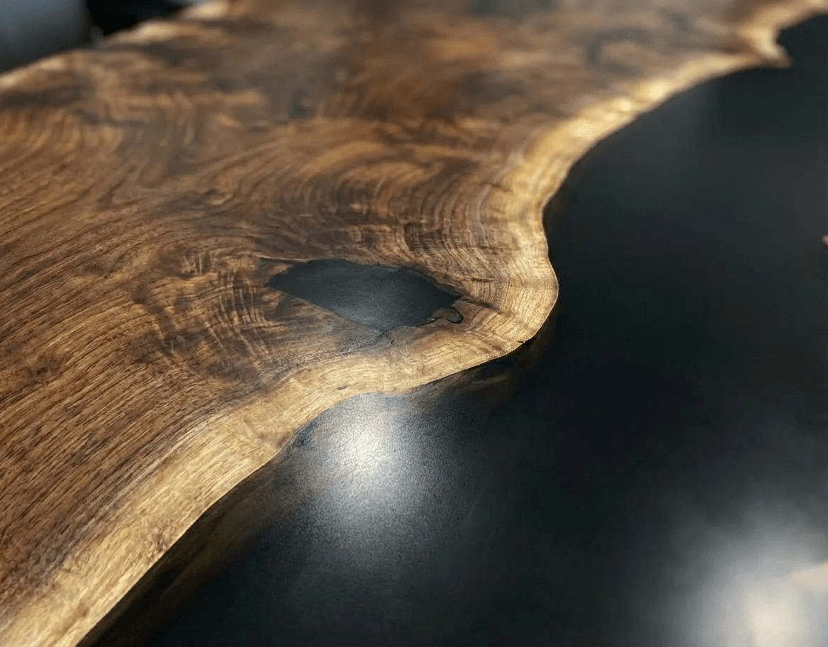 Custom Black Walnut Epoxy River Conference Table with Black Resin - CET201