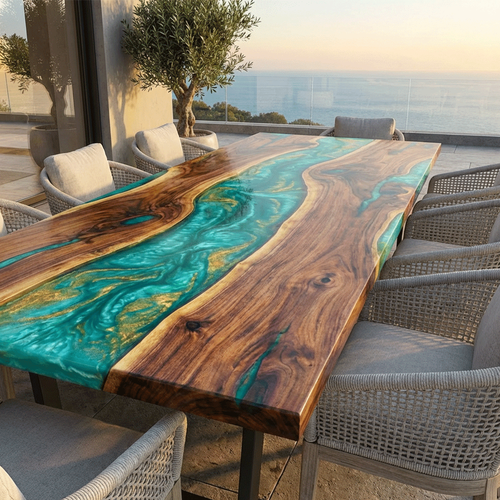 Aqua Serenity Custom Epoxy Table - CET812