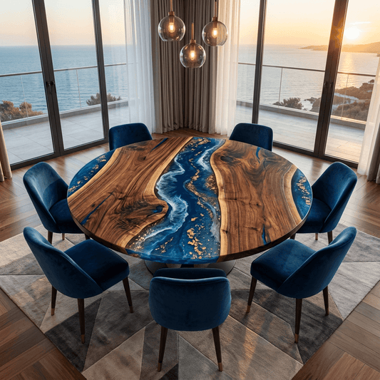 Aqua Timber Wave Custom Epoxy Table - CET602