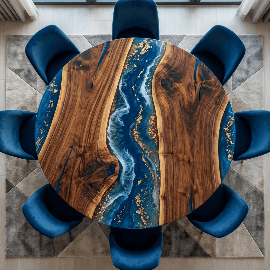 Aqua Timber Wave Custom Epoxy Table - CET602