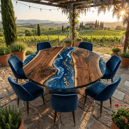 Aqua Timber Wave Custom Epoxy Table - CET602