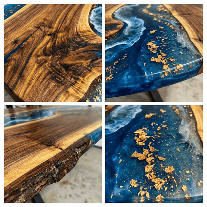 Aqua Timber Wave Custom Epoxy Table - CET602