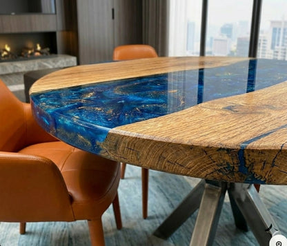 Custom Black Walnut Epoxy Resin Round Coffee Table - CET604