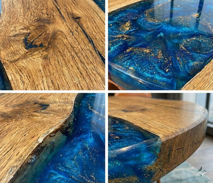 Custom Black Walnut Epoxy Resin Round Coffee Table - CET604