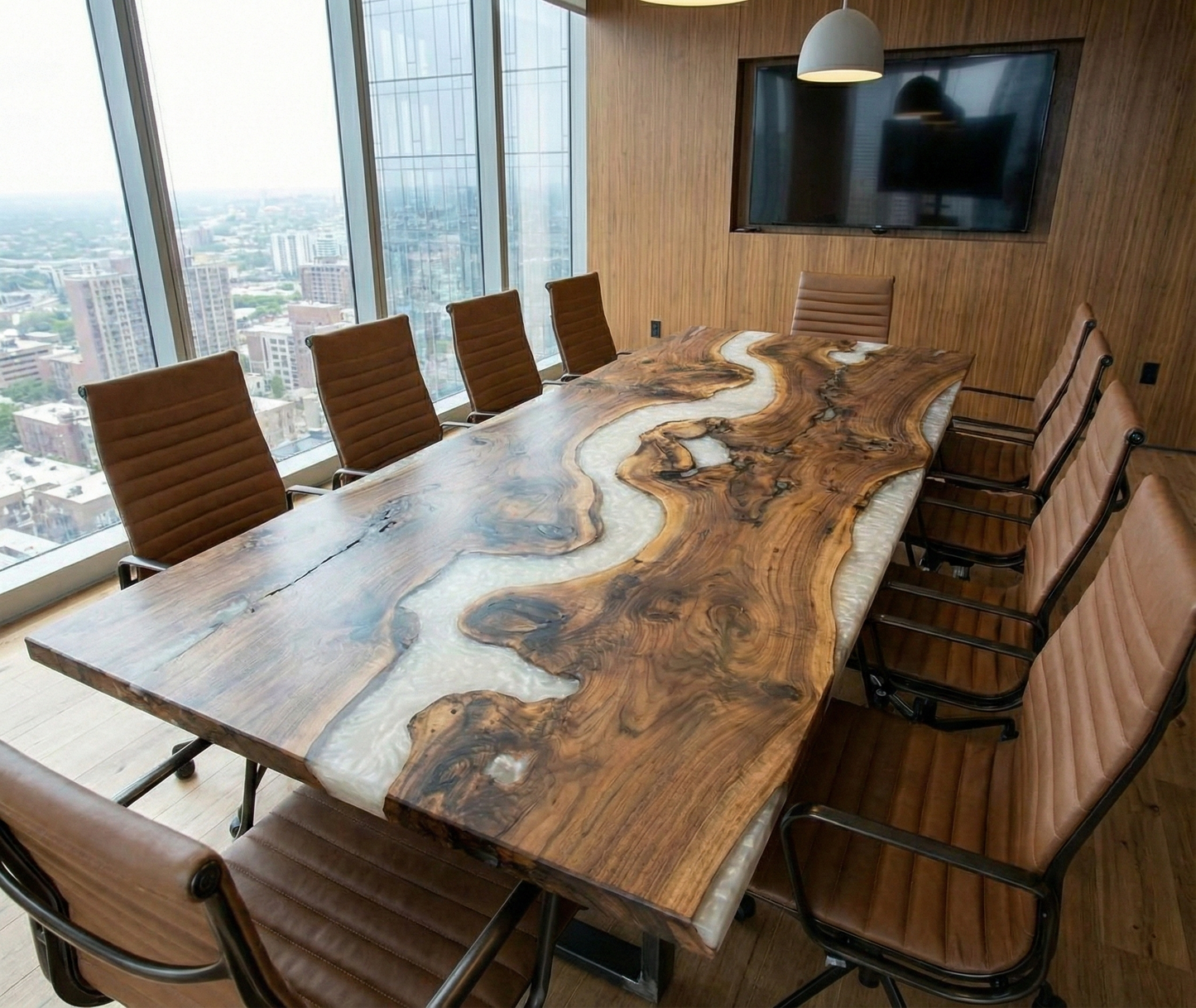 Custom Black Walnut Epoxy River Conference Table - CET206
