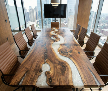Custom Black Walnut Epoxy River Conference Table - CET206