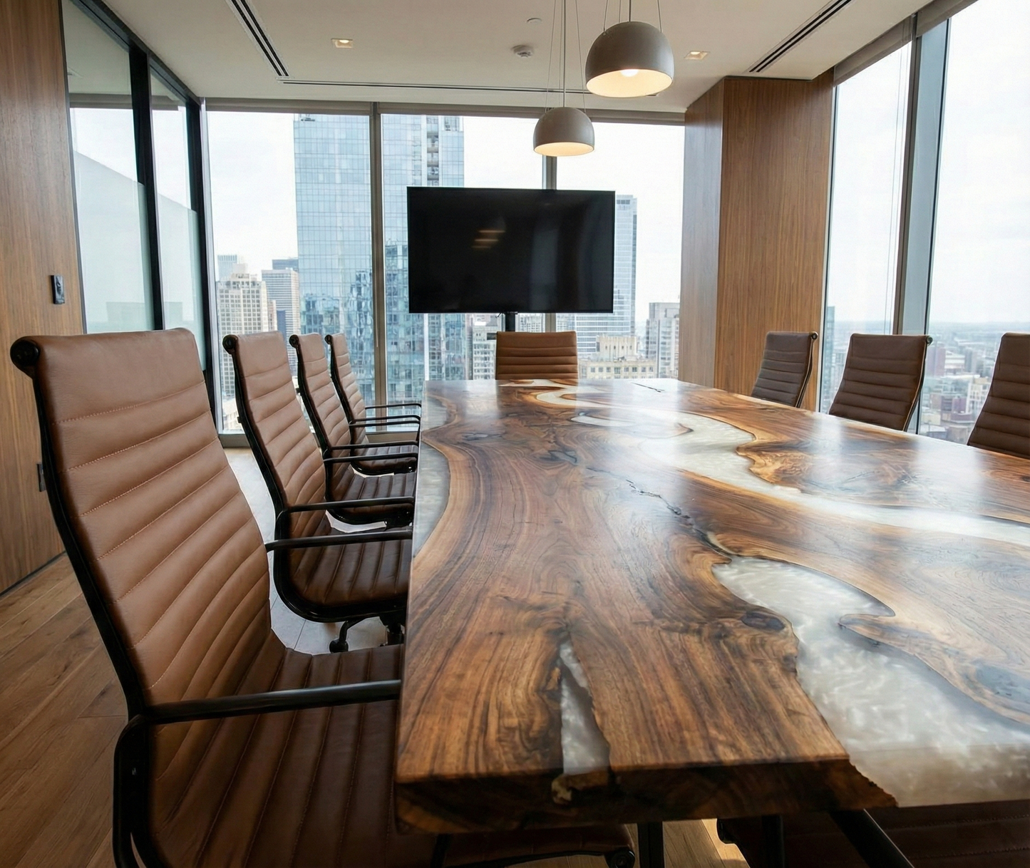 Custom Black Walnut Epoxy River Conference Table - CET206