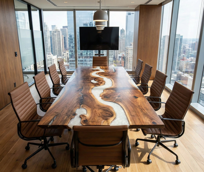 Custom Black Walnut Epoxy River Conference Table - CET206
