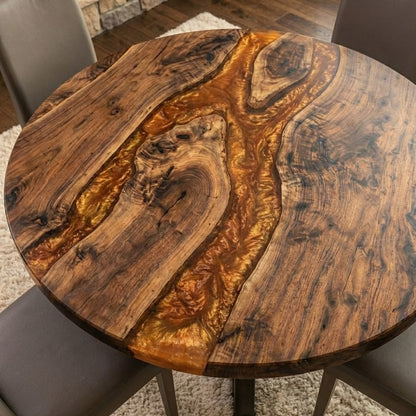 Custom Black Walnut Round Coffee Table  - CET609