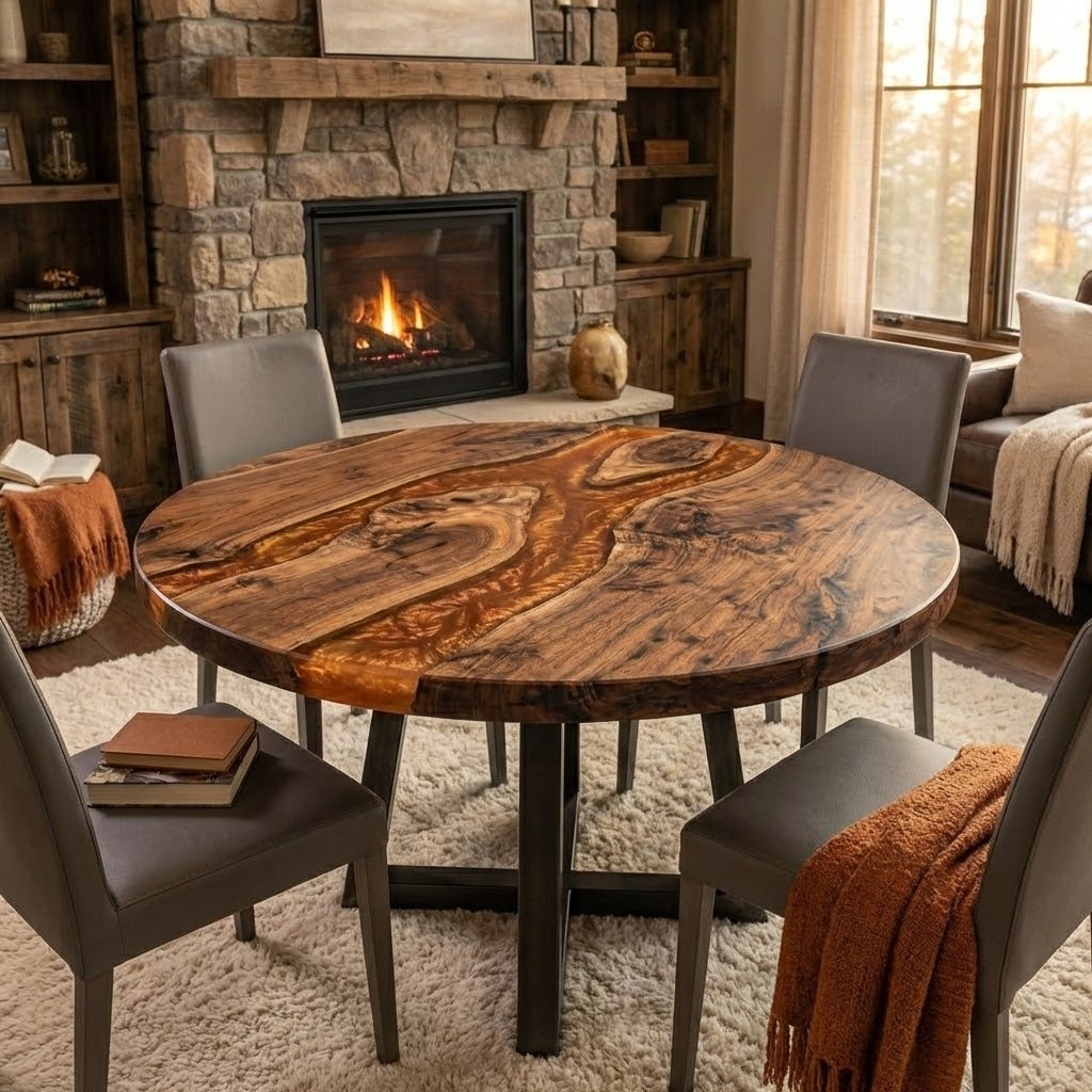 Custom Black Walnut Round Coffee Table  - CET609