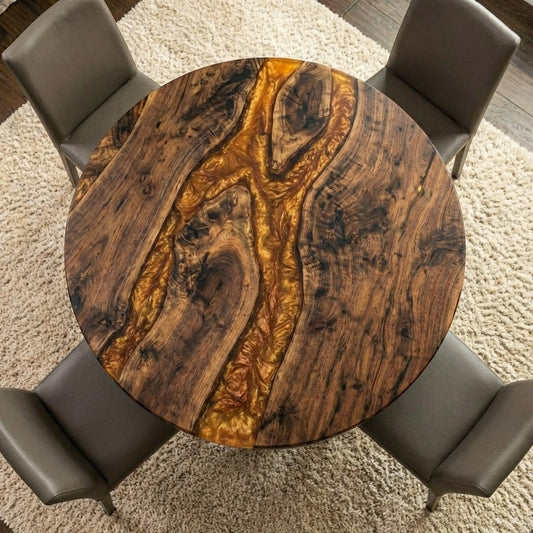 Custom Black Walnut Round Coffee Table  - CET609