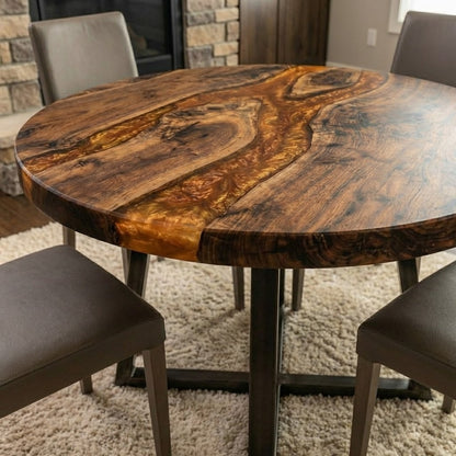 Custom Black Walnut Round Coffee Table  - CET609