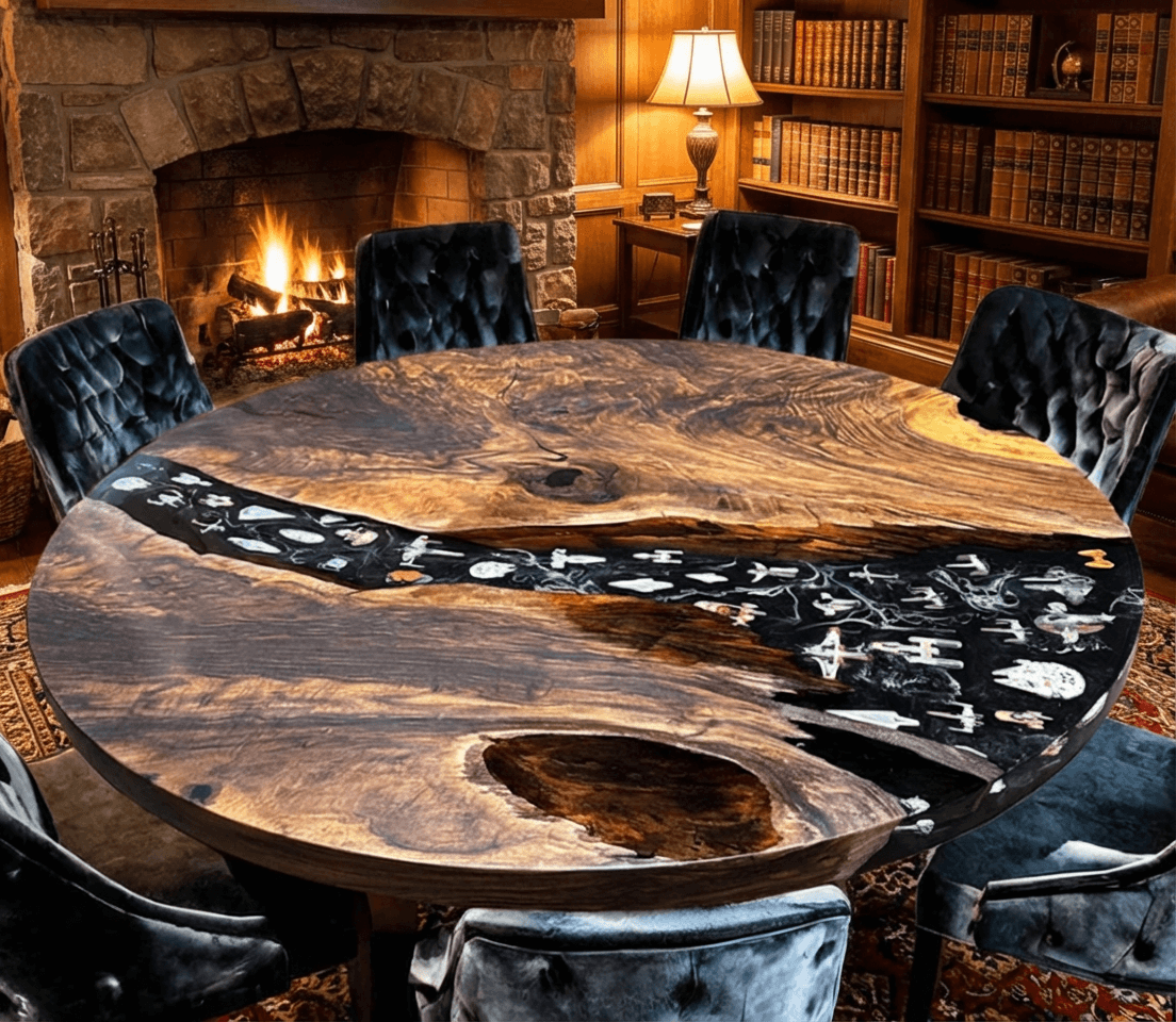 Custom Black Walnut Round Coffee Table - CET605