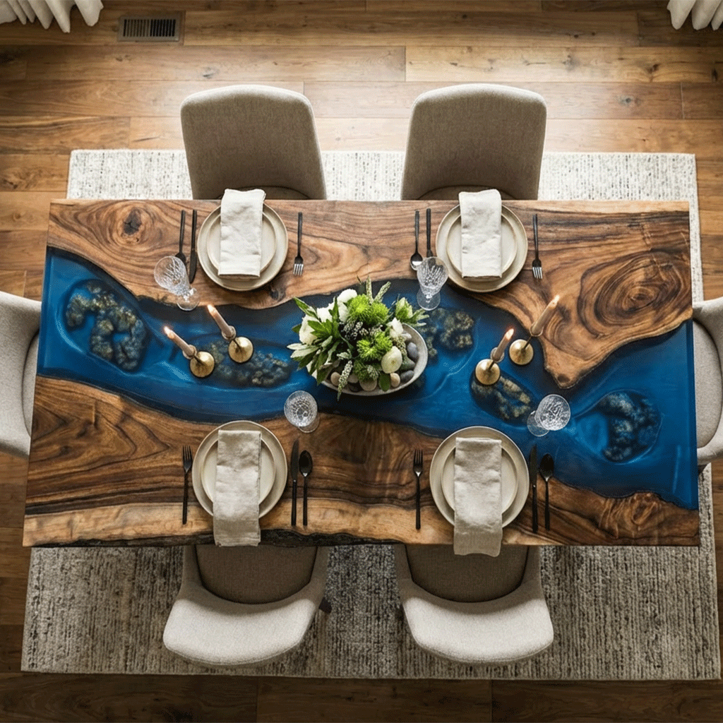 Ethereal Blue Reef Custom Epoxy Table - CET827