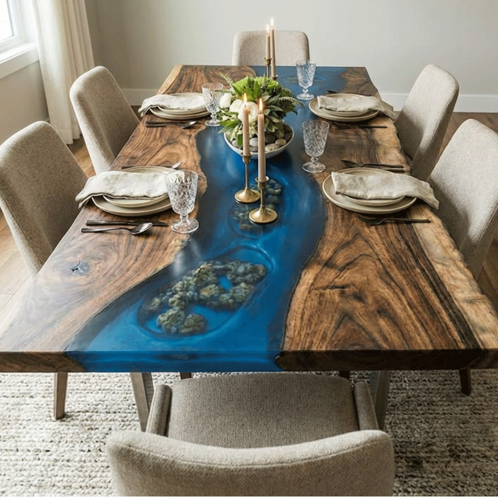 Ethereal Blue Reef Custom Epoxy Table - CET827