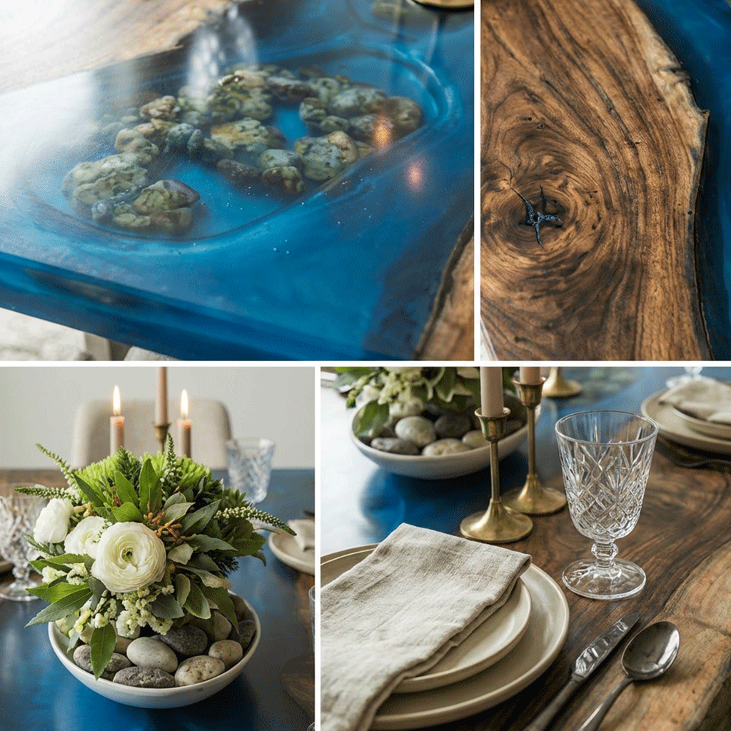 Ethereal Blue Reef Custom Epoxy Table - CET827