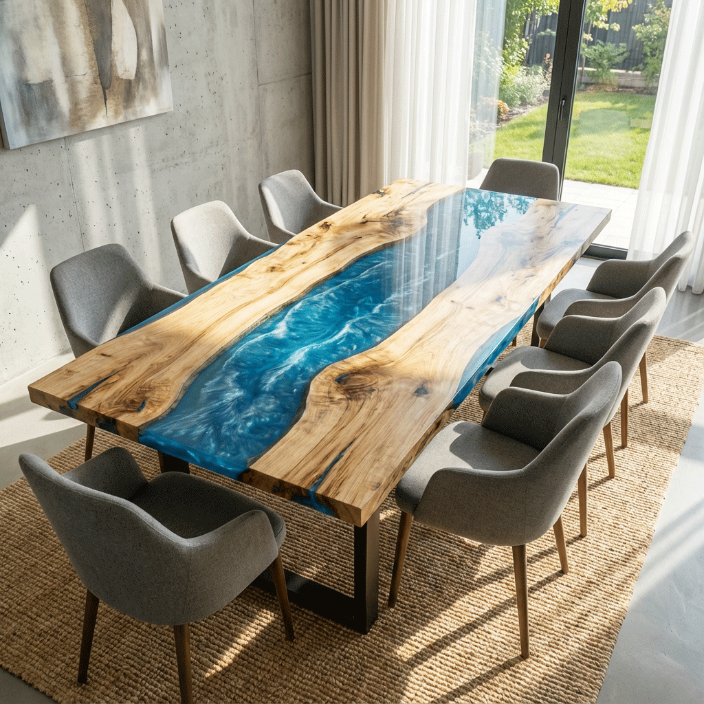 Glacial Azure Custom Epoxy Table - CET803