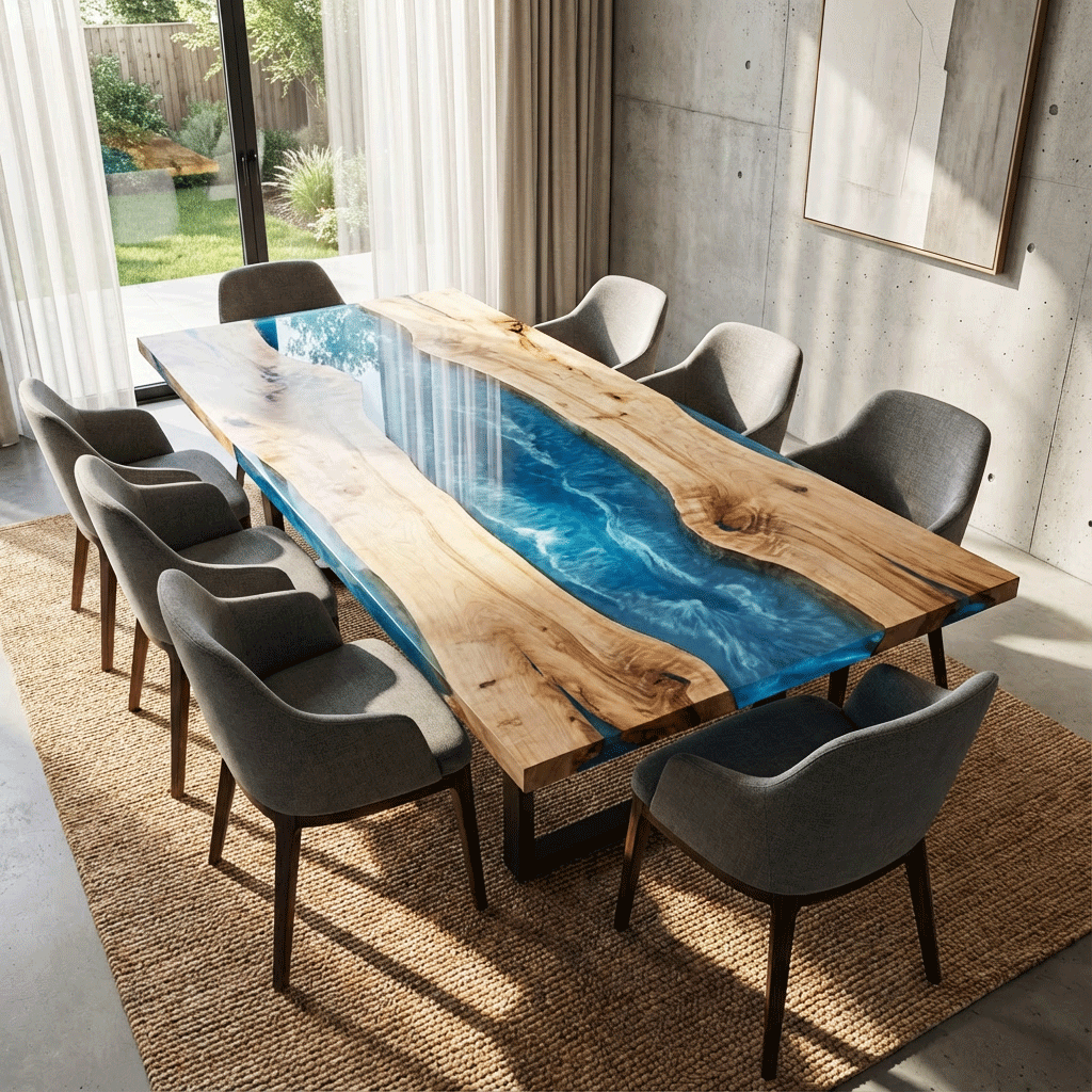 Glacial Azure Custom Epoxy Table - CET803