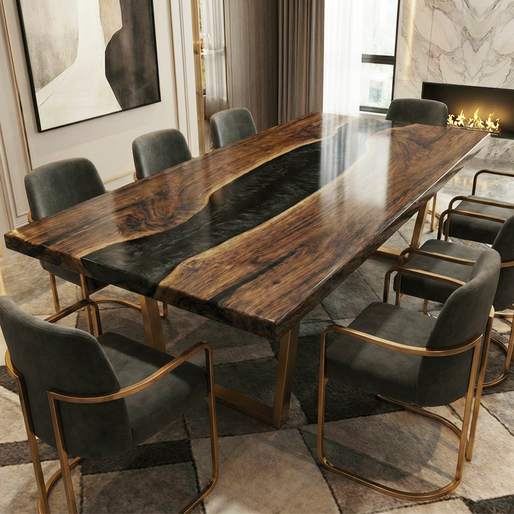 The Midnight Obsidian Custom Epoxy Table-CET816