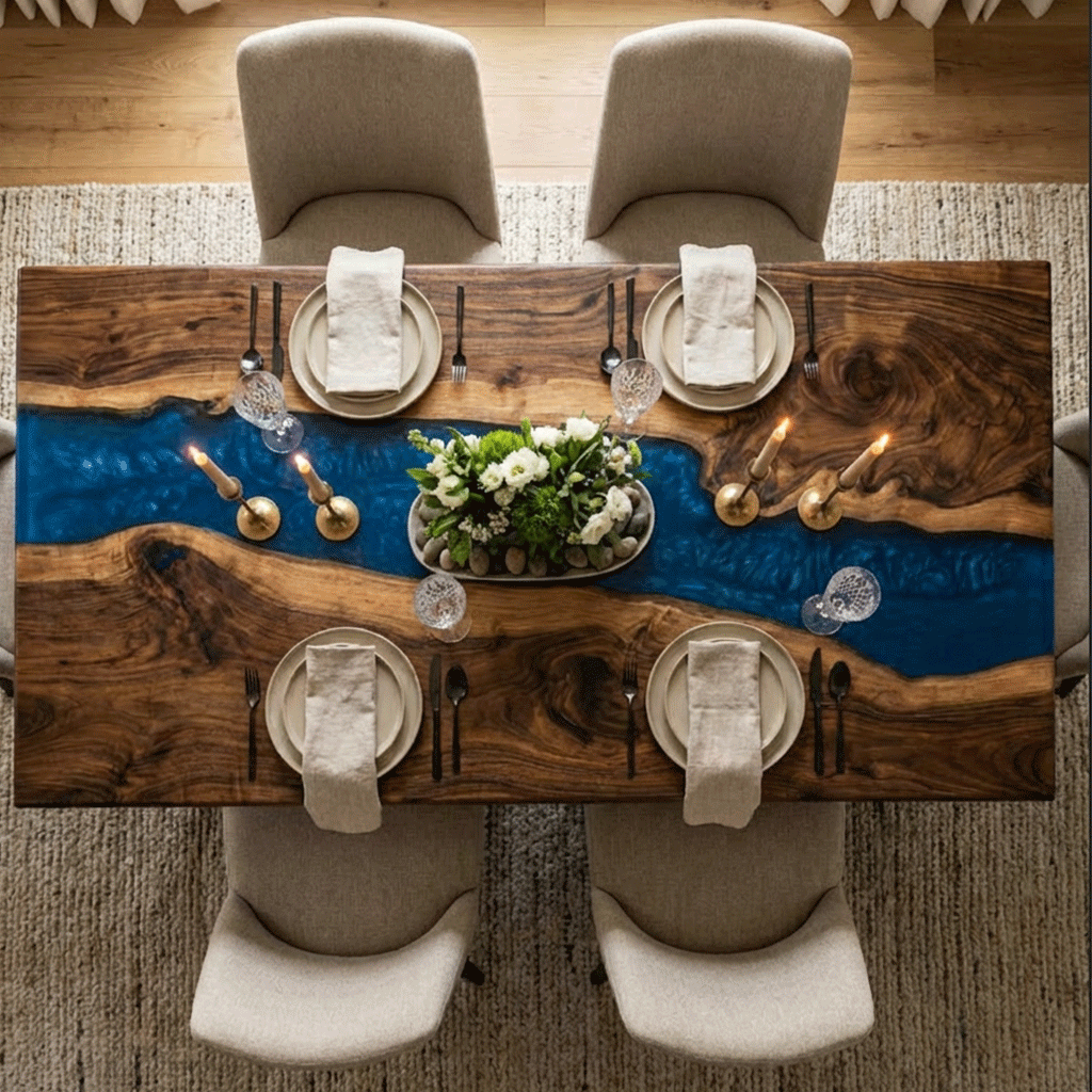 The Nordic Blue Custom Epoxy Table - CET826