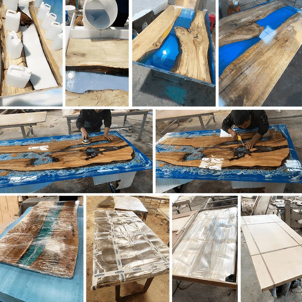 Load video: <p>Step inside our state-of-the-art workshop, where skilled artisans meticulously craft every epoxy table to the highest standards of quality and design.</p>